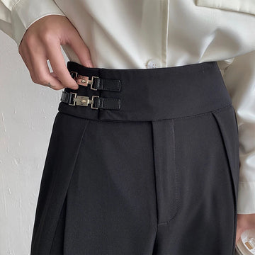 Riolio Black Suit Pants Men Oversized Fashion Social Mens Dress Pants Korean Loose Straight Wide Leg Pants Mens Office Formal Trousers